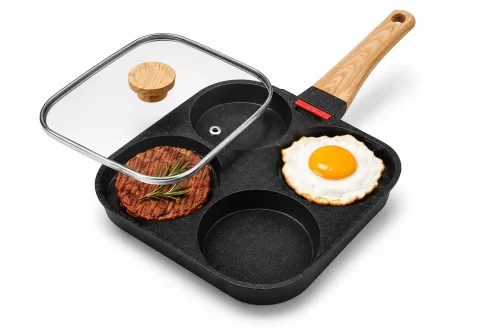 Pantastic 4 Cup Non-Stick Egg Frying Pan with Glass Lid